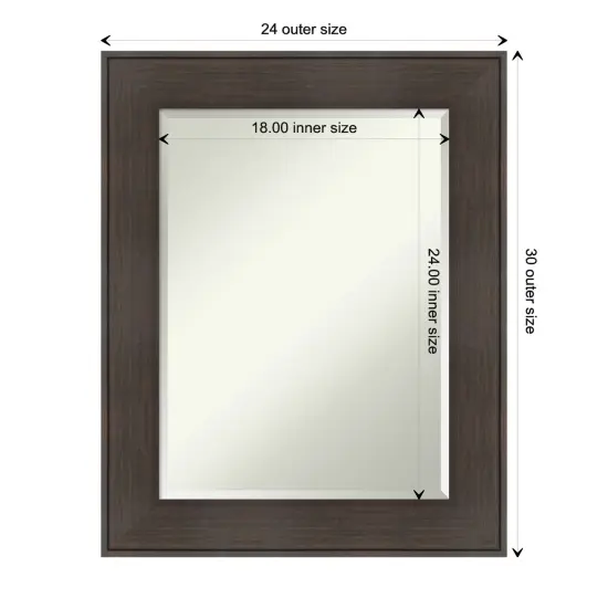 Beveled Bathroom Wall Mirror, William Rustic Woodgrain Frame {1}