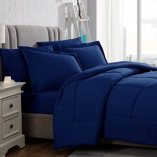American Home Collection Down Alternative Comforter Set Extra Warm and Soft Navy {2}