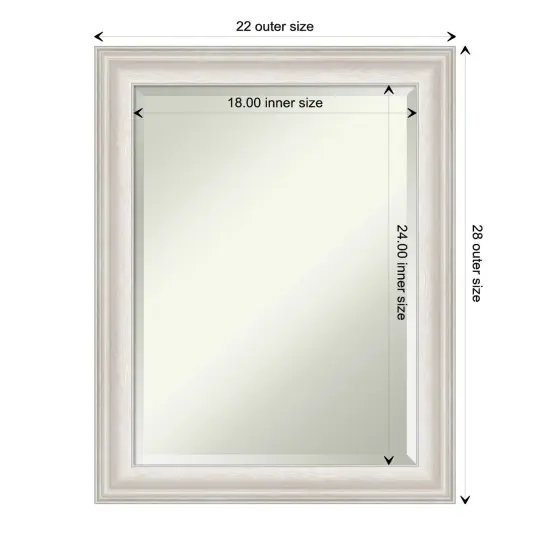Beveled Bathroom Wall Mirror, Trio White Wash Silver Frame {1}