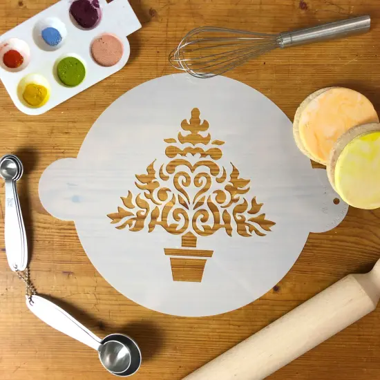 7-Inch Christmas Tree Cake Stencil | C174 by Designer Stencils | Cake Decorating Tools | Baking Stencils for Royal Icing, Airbrush, Dusting Powder | Reusable Plastic Food Grade Stencil for Cakes | Easy to Use & Clean Cake Stencil {4}
