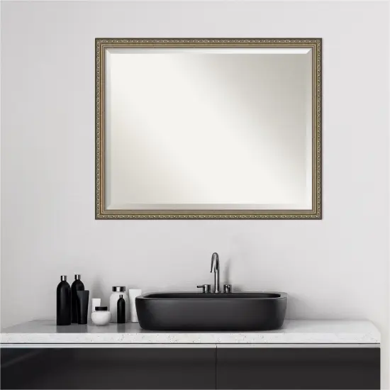 Beveled Wood Bathroom Wall Mirror, Parisian Silver Frame {6}
