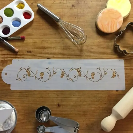 Oak Leaf Cake Stencil Side | C120T by Designer Stencils | Cake Decorating Tools | Baking Stencils for Royal Icing, Airbrush, Dusting Powder | Reusable Plastic Food Grade Stencil for Cakes | Easy to Use & Clean Cake Stencil {4}