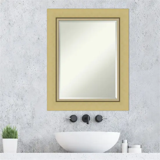Beveled Bathroom Wall Mirror, Landon Gold Frame {6}
