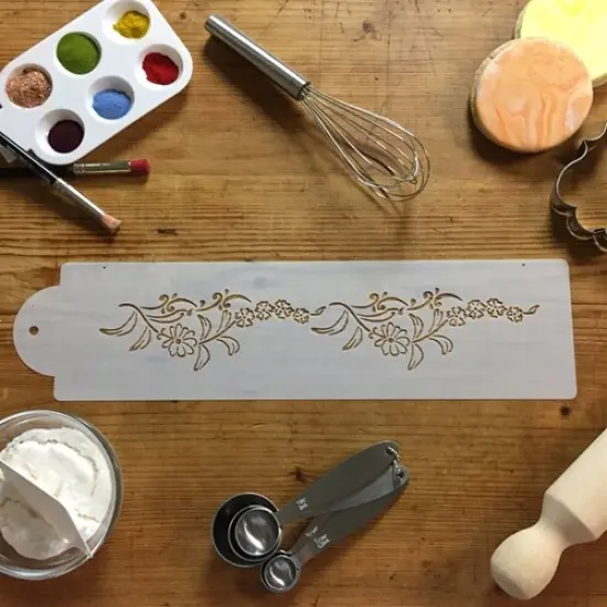 Wedding Veil Cake Stencil Side | C115 by Designer Stencils | Cake Decorating Tools | Baking Stencils for Royal Icing, Airbrush, Dusting Powder | Reusable Plastic Food Grade Stencil for Cakes | Easy to Use & Clean Cake Stencil {5}