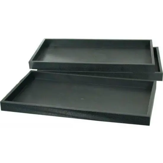 3 Black Plastic Stackable Display Trays Storage Container Units Travel Parts {1}