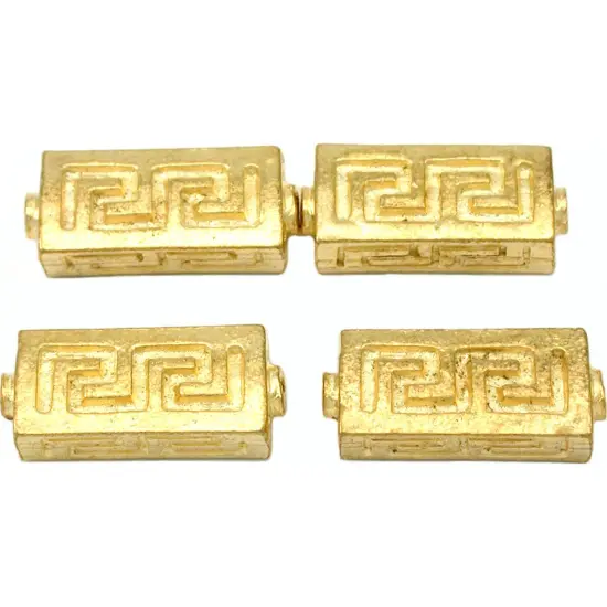 Rectangle Beads Gold Plated Tube Beading 19mm Approx 4 {1}