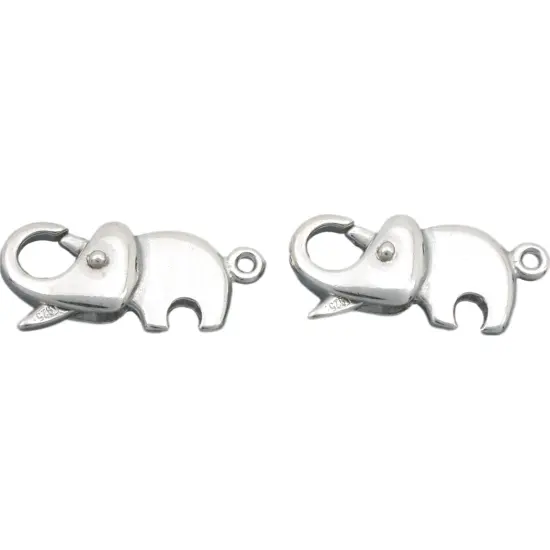 2 Sterling Silver Elephant Lobster Clasp Beading Parts {1}