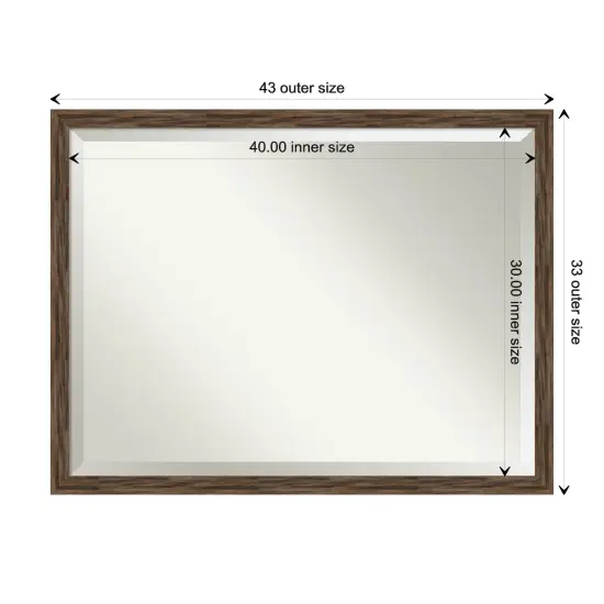 Beveled Wood Bathroom Wall Mirror, Regis Narrow Frame {1}