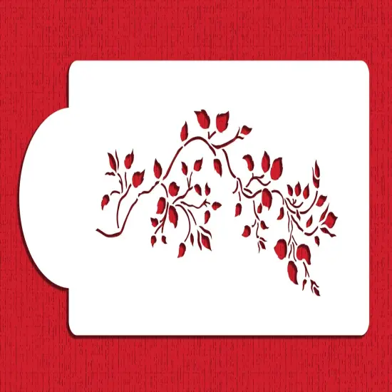 Rosebud Vine Cake Stencil | C047 by Designer Stencils | Cake Decorating Tools | Baking Stencils for Royal Icing, Airbrush, Dusting Powder | Reusable Plastic Food Grade Stencil for Cakes | Easy to Use & Clean Cake Stencil {1}