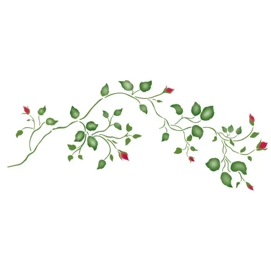 Small Rosebud Vine Wall Stencil | 1873 by Designer Stencils | Floral Stencils | Reusable Art Craft Stencils for Painting on Walls, Canvas, Wood | Reusable Plastic Paint Stencil for Home Makeover | Easy to Use & Clean Art Stencil {1}