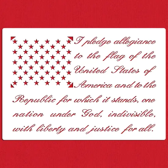 Pledge of Allegiance Flag Cake & Craft Stencil | C1060 by Designer Stencils | Cake Decorating Tools | Baking Stencils for Royal Icing, Airbrush, Dusting Powder | Reusable Plastic Food Grade Stencil for Cakes | Easy to Use & Clean {1}