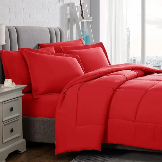 American Home Collection Down Alternative Comforter Set Extra Warm and Soft Red {2}