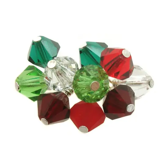 Christmas Dangle Charms, 25 pc Red & Green 6mm Czech Crystal Bead Charms, Adorabilities {1}