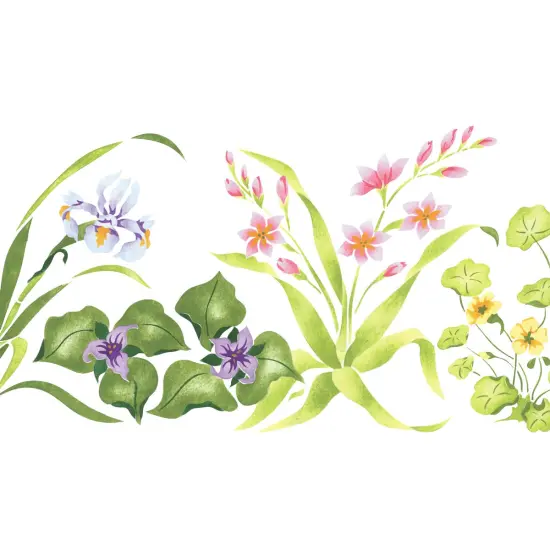 Smaller Iris Mix Wall Stencil | 1901 by Designer Stencils | Floral Stencils | Reusable Art Craft Stencils for Painting on Walls, Canvas, Wood | Reusable Plastic Paint Stencil for Home Makeover | Easy to Use & Clean Art Stencil {2}