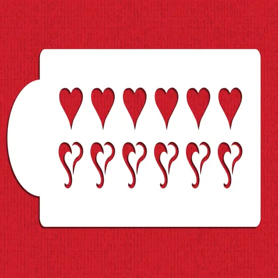 Curly Hearts 3-Dimensional Cake Stencil | C032 by Designer Stencils | Cake Decorating Tools | Baking Stencils for Royal Icing, Airbrush, Troweling, Molding | Reusable Plastic Food Grade Stencil for Cakes | Easy to Use & Clean Cake Stencil {1}