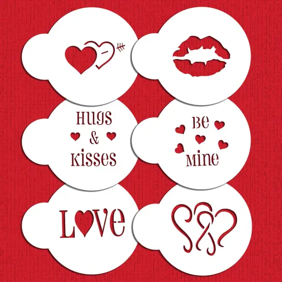 Valentine Cupcake and Cookie Stencils | C096 by Designer Stencils | Cookie Decorating Tools | Baking Stencils for Royal Icing, Airbrush, Dusting Powder | Reusable Plastic Food Grade Stencil for Cookies | Easy to Use & Clean Cookie Stencil {6}