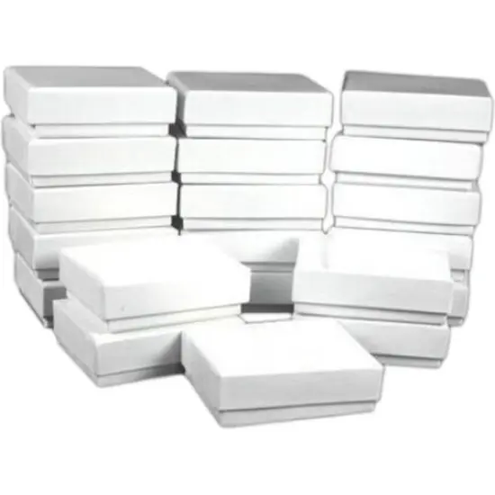 20 Cotton Boxes White Pendant Chain Charm Jewelry Displays 2 1/8" {1}