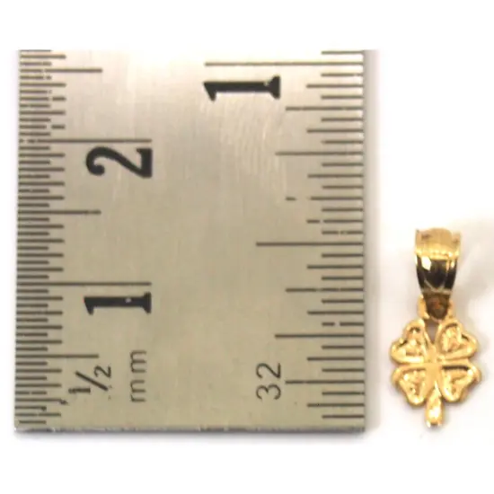 14K Yellow Gold Four Leaf Clover Charm with 18" Cable Chain & Gift Box {4}