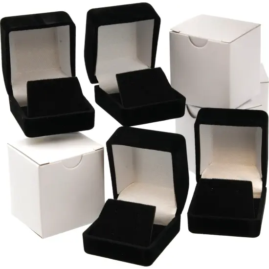 4 Black Flocked Earring Gift Boxes Jewelry Box {1}