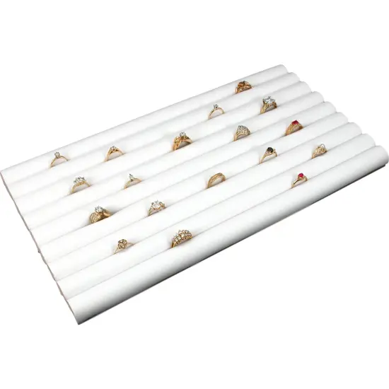 White Ring Jewelry Display Case Box Black Tray Showcase {2}