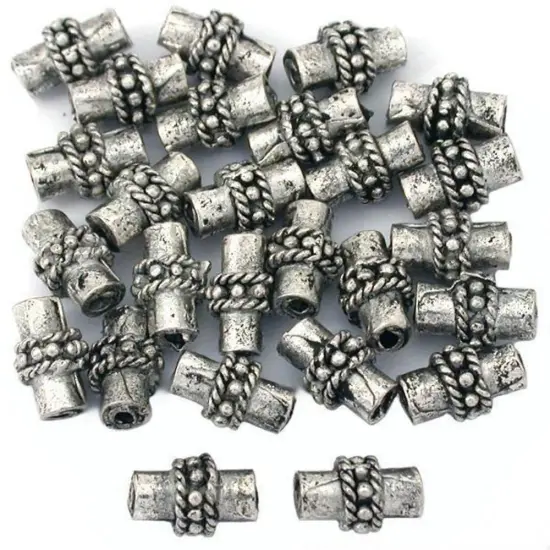15g Bali Rope Tube Bead Antq Silver Plt 8.5mm Approx 25 {1}