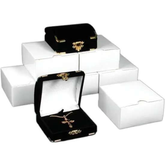 6 Pendant Gift Boxes Black Flocked Jewelry Case Display {1}