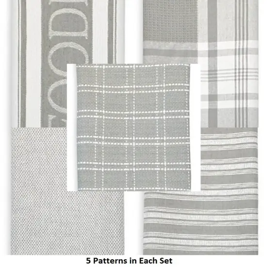 DII Assorted Light Gray Foodie Dishtowel & Dishcloth (Set of 5) {2}