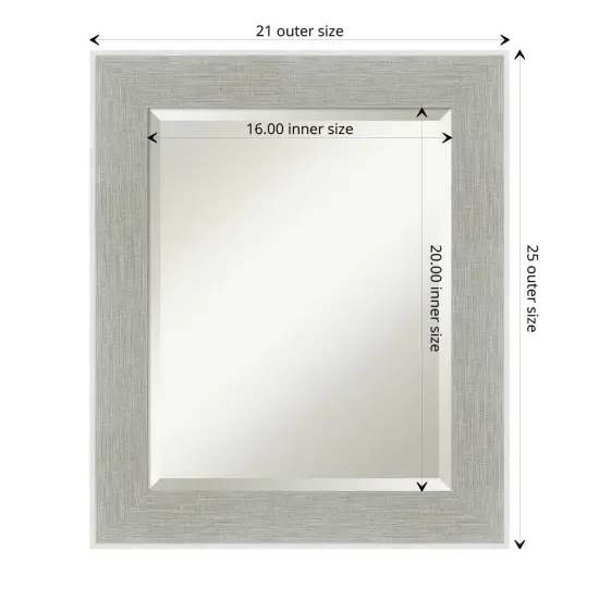 Beveled Bathroom Wall Mirror, Glam Linen Grey Frame {1}