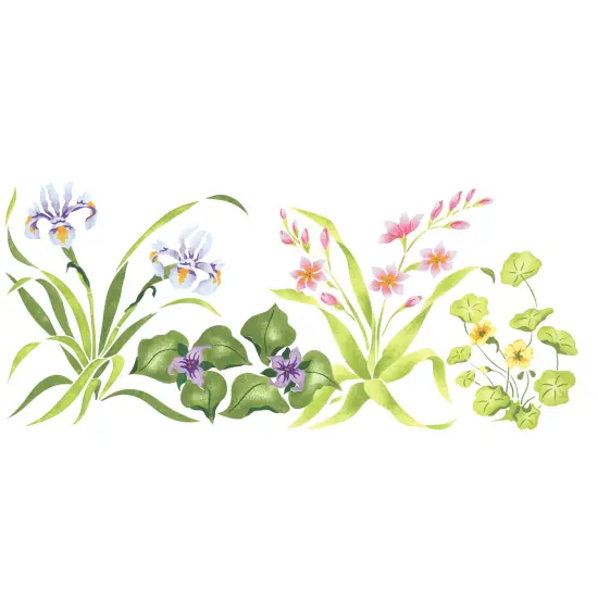 Iris Mix Floral Wall Stencil | 1751 by Designer Stencils | Floral Stencils | Reusable Art Craft Stencils for Painting on Walls, Canvas, Wood | Reusable Plastic Paint Stencil for Home Makeover | Easy to Use & Clean Art Stencil {1}