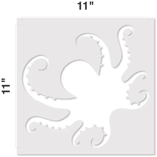 Contemporary Octopus Embossing 12 x 12 Stencil | FS068 by Designer Stencils | Animal & Nature Stencils | Reusable Stencils for Painting on Wood, Wall, Tile, Canvas, Paper, Fabric, Furniture, Floor | Stencil for Home Makeover | Easy to Use & Clean {2}