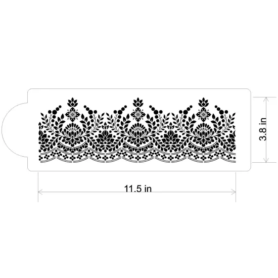 Antique Lace Cake Side Stencil | C1075 by Designer Stencils | Cake Decorating Tools | Baking Stencils for Royal Icing, Airbrush, Dusting Powder | Reusable Plastic Food Grade Stencil for Cakes | Easy to Use & Clean Cake Stencil {2}