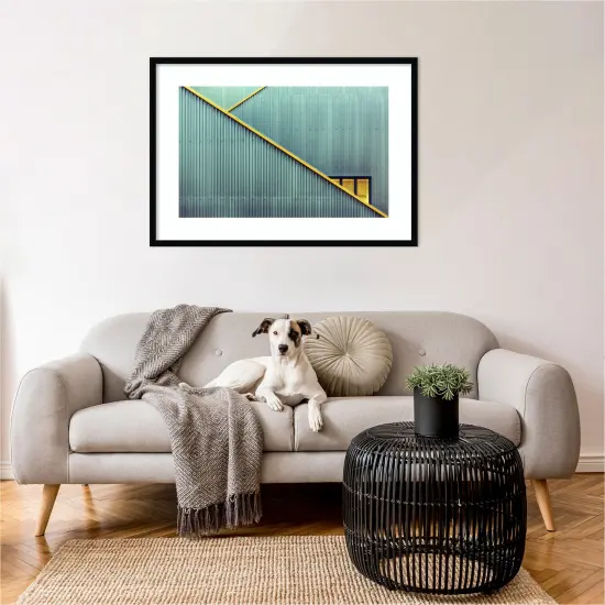 Stairs and Yellow Door by Jan Niezen Wood Framed Wall Art Print {5}