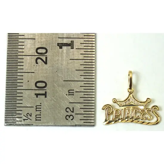 14K Gold Diamond Cut Princess Charm with 18" Gold Cable Chain & Gift Box {4}