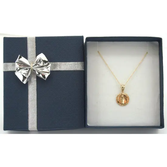 14K Yellow Gold St.Jude Medal Charm with 18" Gold Cable Chain & Gift Box {1}