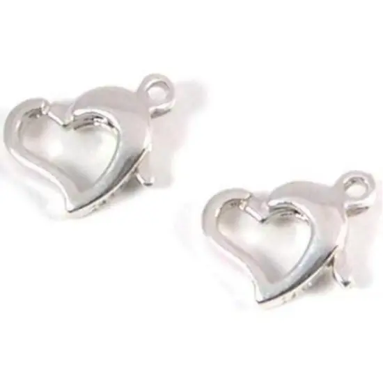 2 Sterling Silver Floating Hearts Lobster Clasps 11mm {1}