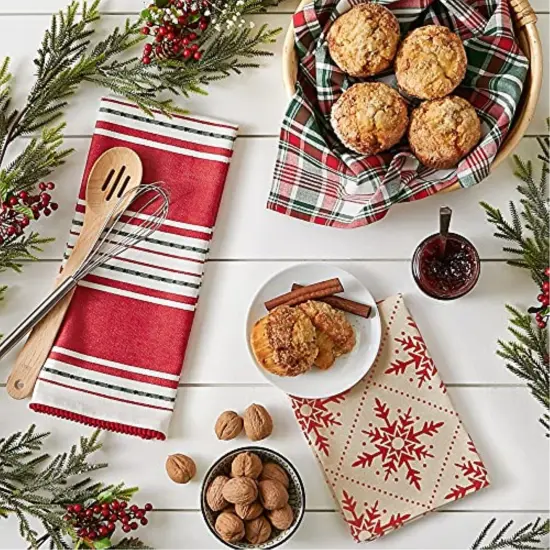 DII Asst Scandinavian Snowflakes Dishtowel (Set of 3) {5}