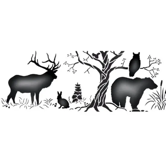 Moose Silhoutte Wall Stencil Border | 1843 by Designer Stencils | Animal & Nature Stencils | Reusable Art Craft Stencils for Painting on Walls, Canvas, Wood | Reusable Plastic Paint Stencil for Home Makeover | Easy to Use & Clean Art Stencil {2}