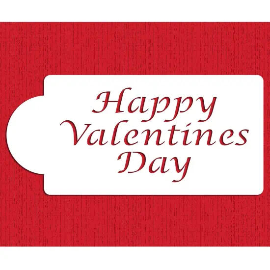 Happy Valentine's Day Cake Stencil | C015 by Designer Stencils | Cake Decorating Tools | Baking Stencils for Royal Icing, Airbrush, Dusting Powder | Reusable Plastic Food Grade Stencil for Cakes & Cookies | Easy to Use & Clean Cake & Cookie Stencil {1}