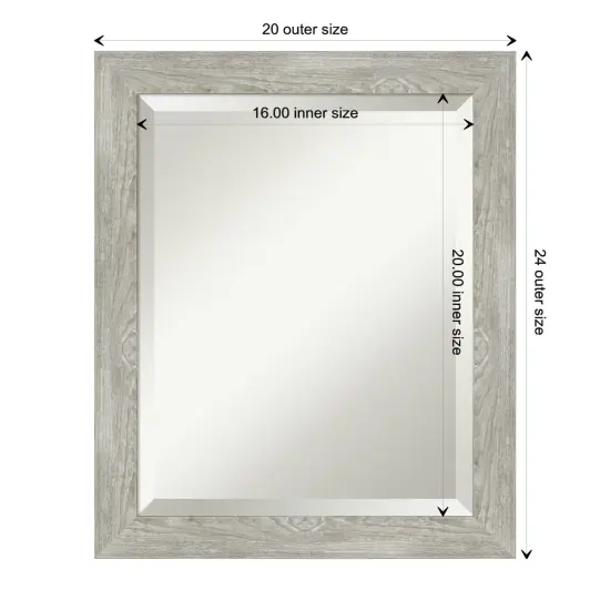 Beveled Bathroom Wall Mirror, Dove Greywash Narrow Frame {1}