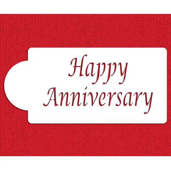 Happy Anniversary Cake Stencil | C012 by Designer Stencils | Stencils for Royal Icing, Airbrush, Dusting Powder | {1}