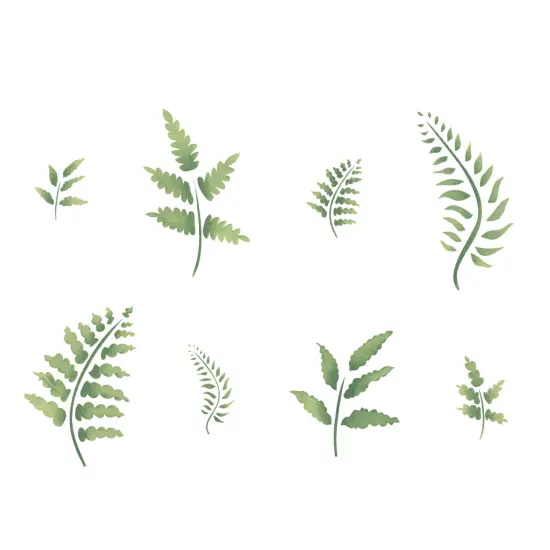 Eight Ferns Wall Stencil | 2343 by Designer Stencils | Floral Stencils | Reusable Art Craft Stencils for Painting on Walls, Canvas, Wood | Reusable Plastic Paint Stencil for Home Makeover | Easy to Use & Clean Art Stencil {1}