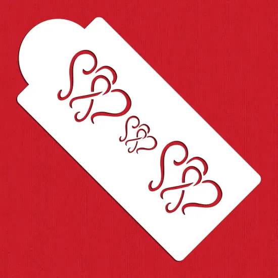 Dancing Hearts Cake Stencil | C002 by Designer Stencils | Cake Decorating Tools | Baking Stencils for Royal Icing, Airbrush, Dusting Powder | Reusable Plastic Food Grade Stencil for Cakes & Cookies | Easy to Use & Clean Cake & Cookie Stencil {1}