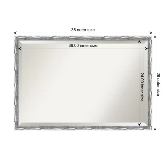 Beveled Bathroom Wall Mirror, Scratched Wave Chrome Frame {1}