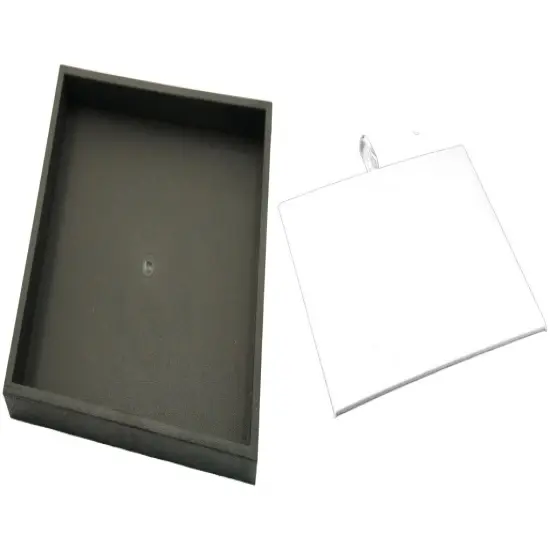 Black Open Square Stackable Jewelry Display Tray w/ White Leather Pad Insert {1}