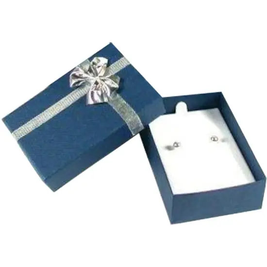 12 Bow Tie Earring Gift Boxes Blue Silver Jewelry Box {2}