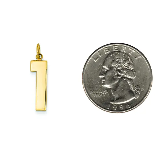 14K Yellow Gold Large Polished Number 1 Charm Pendant {2}