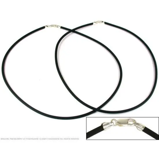 Rubber Cord Necklaces Black 18" 2Pcs {1}