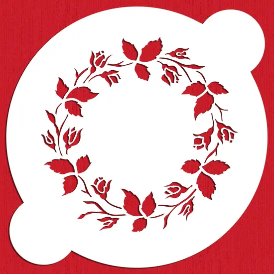 Ring of Roses Cake Stencil | C022 by Designer Stencils | Cake Decorating Tools | Baking Stencils for Royal Icing, Airbrush, Dusting Powder | Reusable Plastic Food Grade Stencil for Cakes & Cookies | Easy to Use & Clean Cake & Cookie Stencil {1}