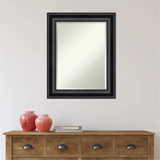 Beveled Bathroom Wall Mirror, Grand Black Frame {5}