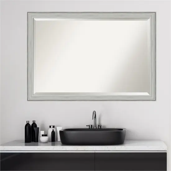 Beveled Wood Bathroom Wall Mirror, Bel Volto Silver Frame {5}